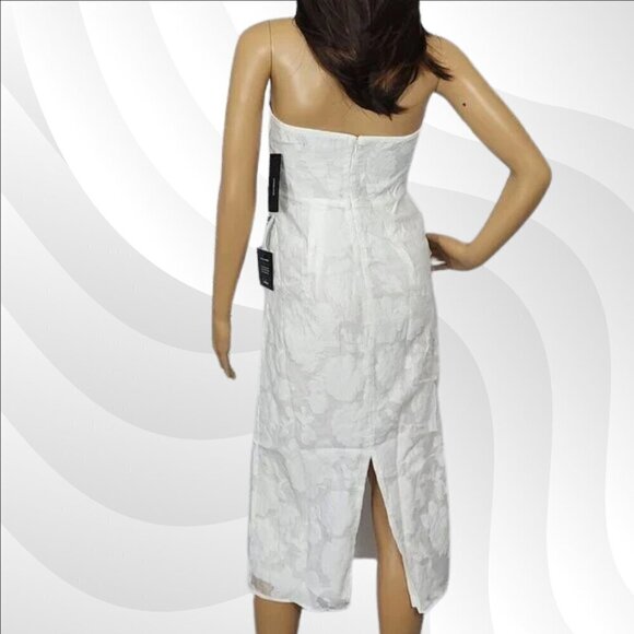 2/$50 Lulu’s From This Day White Floral Jacquard Strapless Midi Dress Size S - Picture 4 of 8